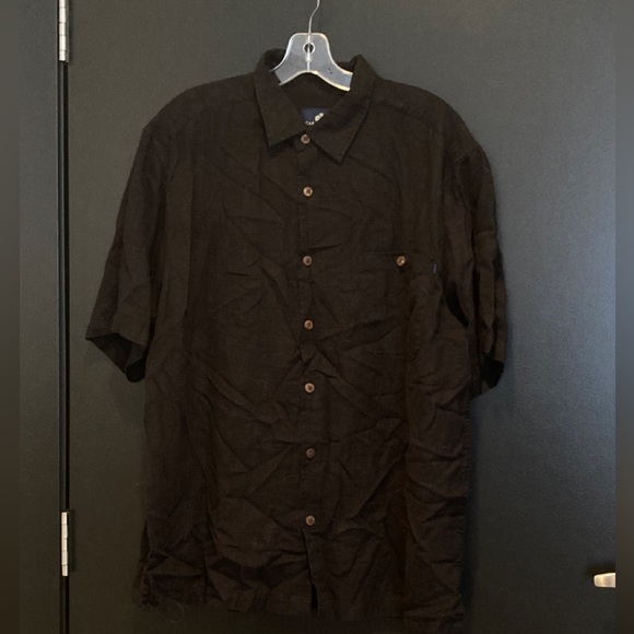 CARIBBEAN JOE Black Short Sleeve Button Shirt - Picture 1 of 5